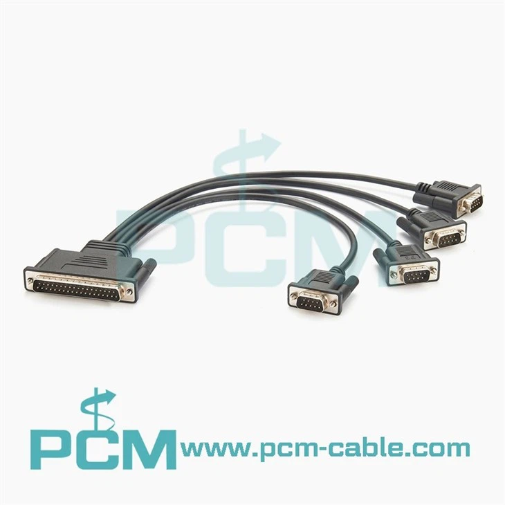 DB37 connector to four DB9 male connector break-out cable