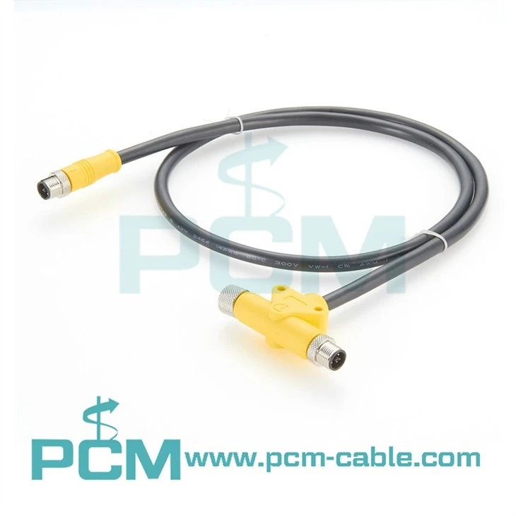 M12 T Code 4 Pin Pre-molded Chain Flex Cable
