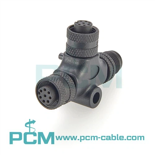 Θωρακισμένο M12 8 Pin A Code Male σε 2 M12 8 Pin A Code Female T Coupler