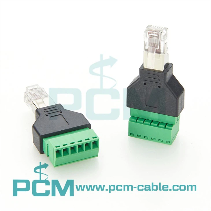 RJ12 6P6C Connectors Modular Plugs to 6 Pin Screw Terminal Blocks Adapter