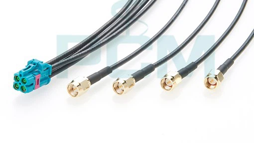 MATE AX Jack to 4 SMA Plug RF Cable assembly with DACAR 462 MATE AX Jack to 4 SMA Plug RF Cable assembly with DACAR 462