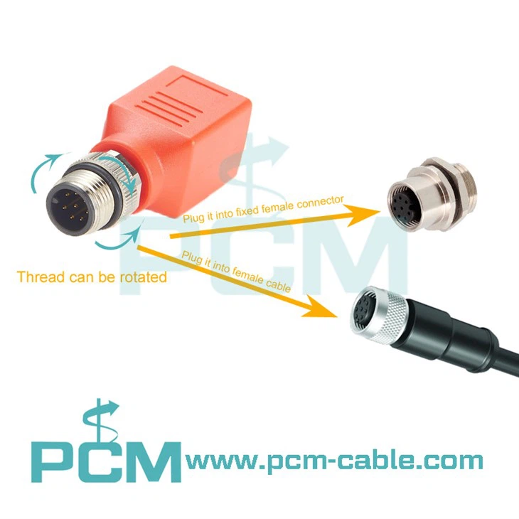 M12 To RJ45 Ethernet Adapter M12 A Code 8 Pin