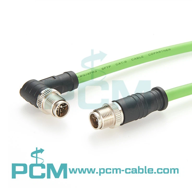 Right-Angled M12 X-Coded Male to Straight Male industrial Ethernet Cable Right-Angled M12 X-Coded Male to Straight Male industrial Ethernet Cable